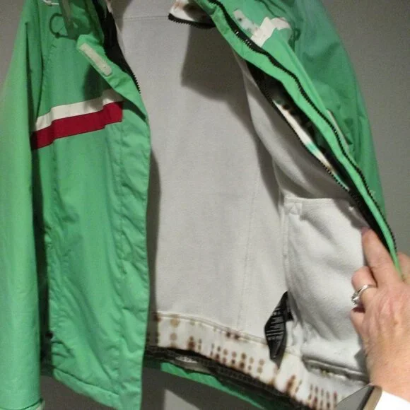 Womens Orage Ski Snow Winter Jacket 3 in 1 Green White Hooded - Picture 4 of 12